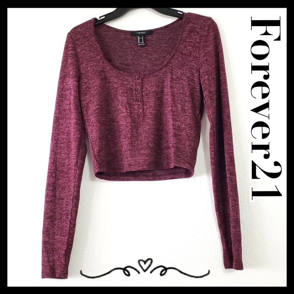 $  (3/$15) Forever21:Size:M/Burgundy Longsleeve Crop top